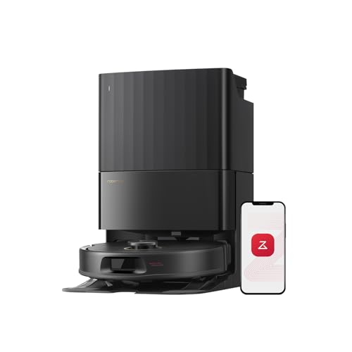 roborock Qrevo S5V Aspirateur Robot Laveur avec Station, 12000 Pa Aspiration, Serpillières FlexiArm, Double Anti-emmêlement, Séchage à l’air Chaud, Évitement d’obstacles et Navigation Intelligente